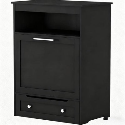 Pet Feeder Station Storage Cabinet, with Dog Raised Bowls, Black