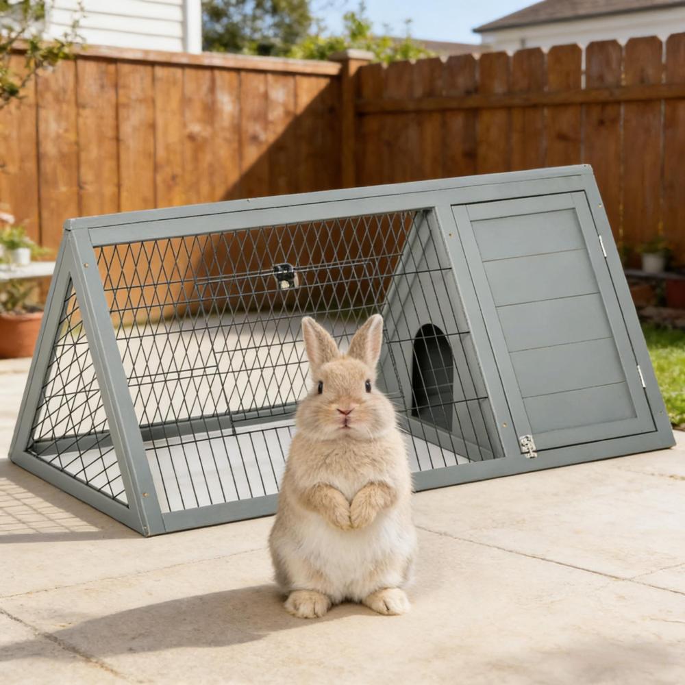 A-Frame Wooden Pet House,Small Animal Cage Rabbit Hutch