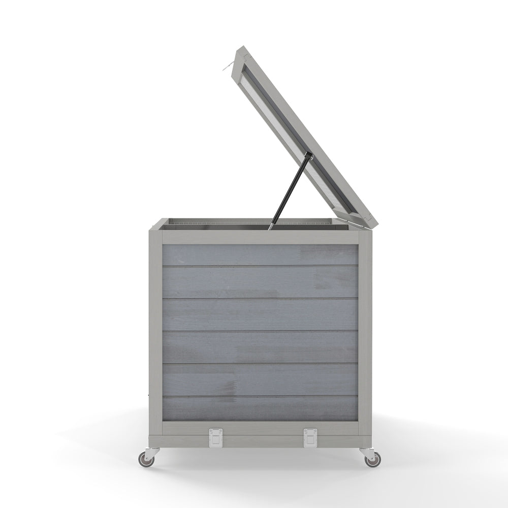 2-Tier Bunny Hutch, Wood Rabbit Cage on Wheels with Openable Roof, Ramp, Easy-to-Clean Tray, Guinea Pig Pet House for Small Animals, Gray with Colorful Patterns