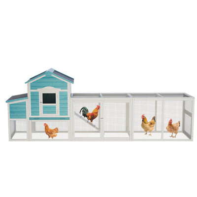 Wooden Chicken Coop with Nesting Box and Free-Range Door, All-Weather Asphalt Roof, Sliding Tray for Easy Cleaning, Large Outdoor Poultry Cage for Chickens, Ducks, and Small Animals