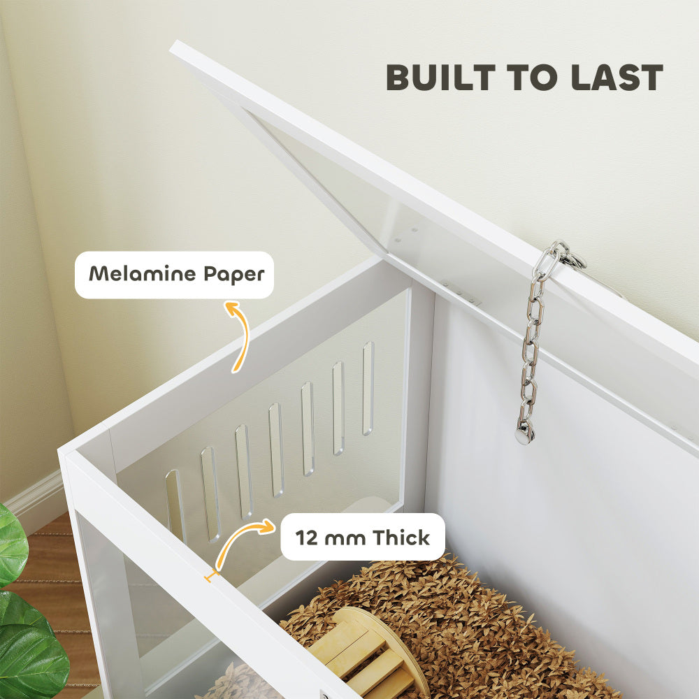 Pet Cage with Openable Top & Lock, Hut, Accessories, White