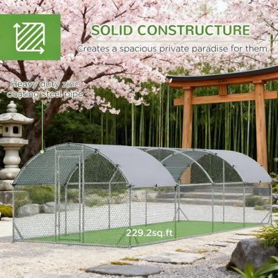 9.2'W x 24.9'D x 6.5'H Chicken Coop Large Metal Chicken Coop for Yard, Outdoor, Duck, Rabbit