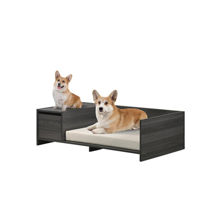 Enrica Ash Gray 47"W Modern Comfy Pet Bed with Cushion and Side Storage Compartment