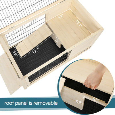 Wooden Rabbit Hutch Indoor Bunny House for Small Animals with Plastic Tray