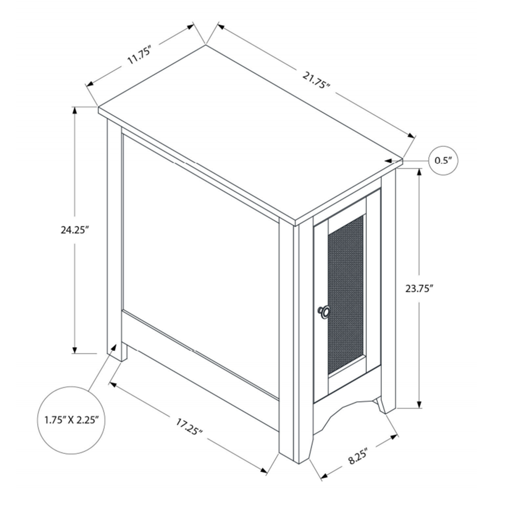 SunJet Rectangle Narrow Accent Side Table, Solid Black Veneer, 11.75 in. W x 21.75 in. L x 24.25 in. H