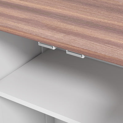 PawHut Dog Feeding Station, Dog Food Storage Cabinet with Hidden Dog Bowls, Adjustable Panel, Hooks for Medium Sized Dogs, White