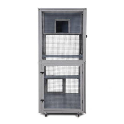 Cat House Catio Outdoor Enclosure with Platforms, 66'' cat condos on Wheels for Outdoor Patio, Dark Gray