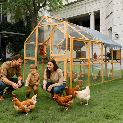 Outdoor Yellow Chicken Coop Enclosures 110" Large Kitten Playpen,Upgrade Waterproof Cover