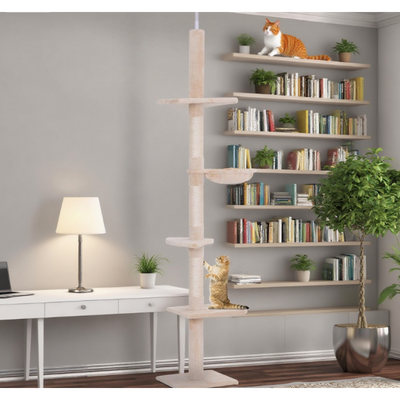 Adjustable Height Floor-to-Ceiling Vertical Cat TreeCat Climbing Tower