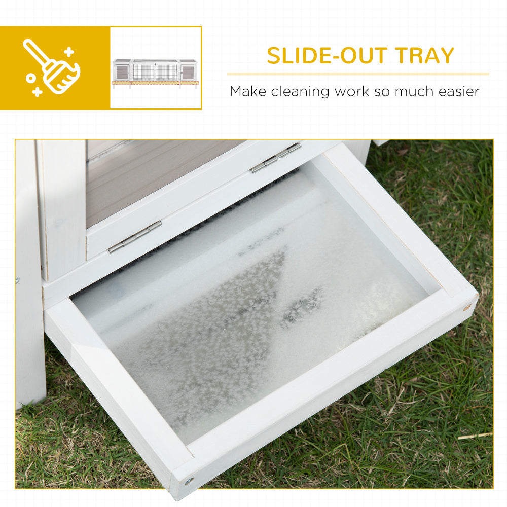 Pet House with Pull-Out Tray, and Divided Board for Indoor, White