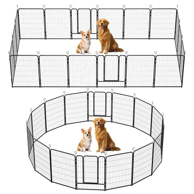 Dog Playpen 40 Inch, 16 Panels Heavy Duty Metal Pet Exercise Pen Indoor Outdoor Fence Panels Rust-Resistant, Removable, Tool-Free Setup Anti-Skid, Expandable Design