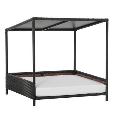 Dog House Raised Rattan Puppy Bed , Brown