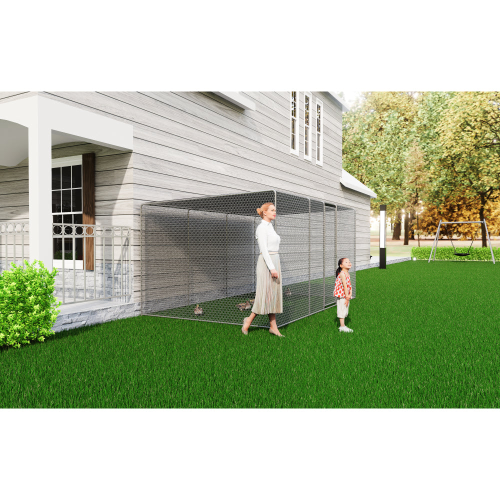 Chicken Coop 13 x 8 x 6.5 FT Chicken Run Pen for Yard . It can also be used as a Large Bird Cage or a cat house and other pet cages. Outdoor Bird Aviary Parrot Cage without Perch.The net is green .