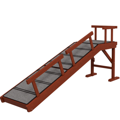 Wooden Dog Ramp with Removable Guardrails, 60" Long, Brown and Gray