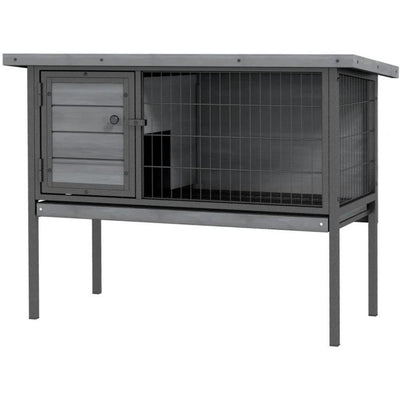 Wooden Rabbit Hutch Elevated with No Leak Tray, Gray