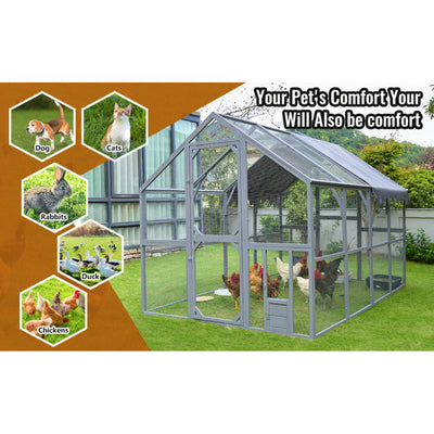 Outdoor Chicken Coop Enclosures 110" Large Kitten Playpen ,Upgrade Waterproof Cover-GREY