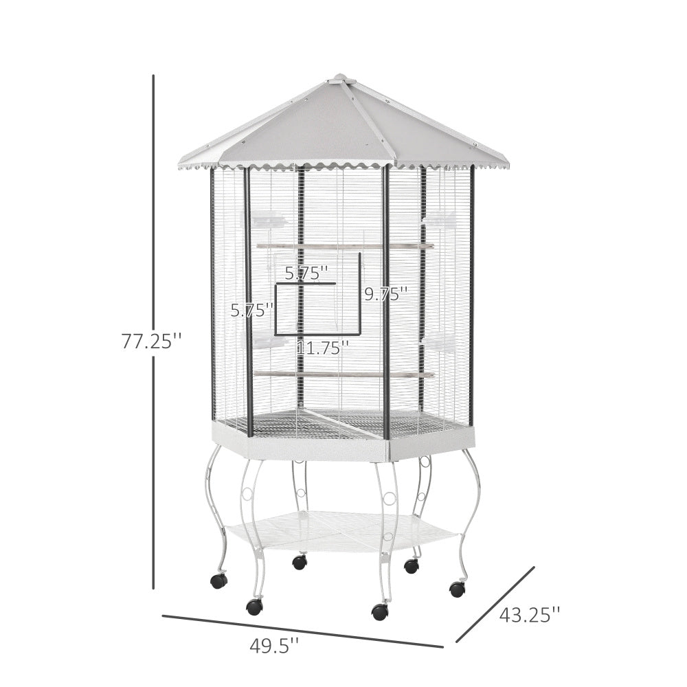 Flight Bird Cage Hexagon Covered Canopy Portable Aviary