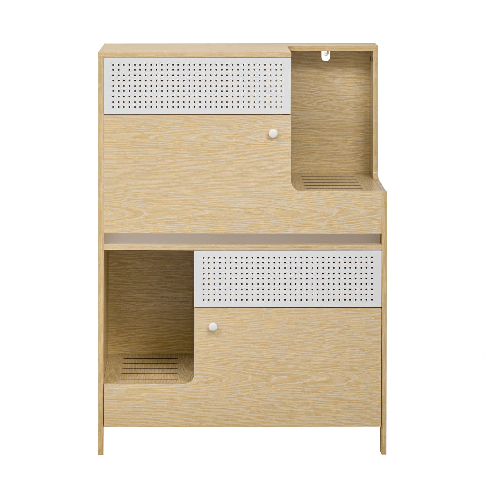 Modern 2 IN 1 Cat Furniture, Cat Litter Box Enclosure Side Table, Cat House with Storage, for 2 Small-Medium Sized Cats