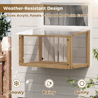 Waterproof Window Cat Perch Catio, Wood Cat Window Box, Window Catio for Indoor Cats. Suitable Single Hanging Window with an Inner Diameter of The Window Frame with A Net Opening Width of 24-35 in
