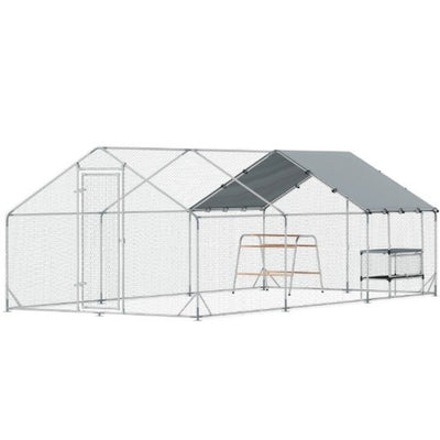 Chicken Coop,Large Metal Chicken Coop with Waterproof Cover