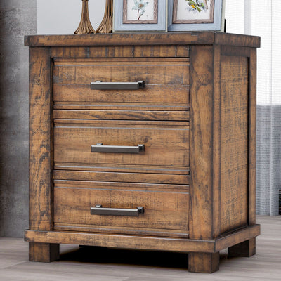 SunJet Rustic Three Drawer Reclaimed Solid Wood Farmhouse Nightstand (old sku:WF298401AAD)