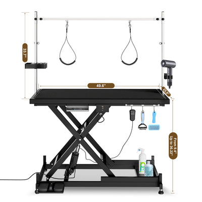 Update electric pet grooming table, 110V/220V professional groomer recommend super Deluxe electric pet grooming table, height adjust from 8 up to 36inch BLACK COLOR