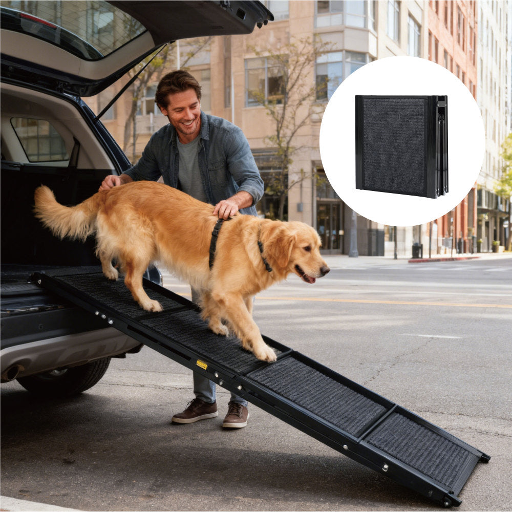 Dog Ramp for Car 65"X17.2" Large Folding Pet Stair Ramps for Truck, SUV, with Non-Slip Surface, Up to 250LBS, Outdoor Dog Car Ramp for Medium & Large Dogs, Portable Pet Steps