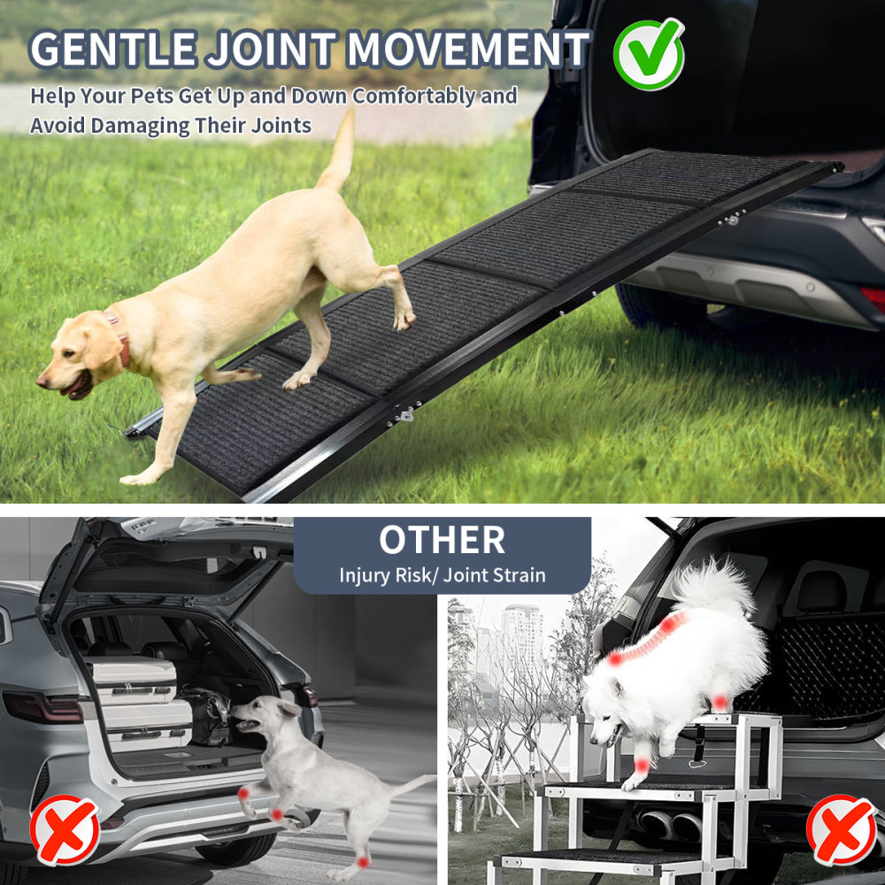 Dog Ramp for Car, 63" Long & 17" Wide Folding Portable Pet Stair Ramp with Non-Slip Rug Surface, Extra Wide Dog Steps for Medium & Large Dogs Up to 250LBS Enter a Car, SUV & Truck