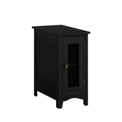 SunJet Rectangle Narrow Accent Side Table, Solid Black Veneer, 11.75 in. W x 21.75 in. L x 24.25 in. H