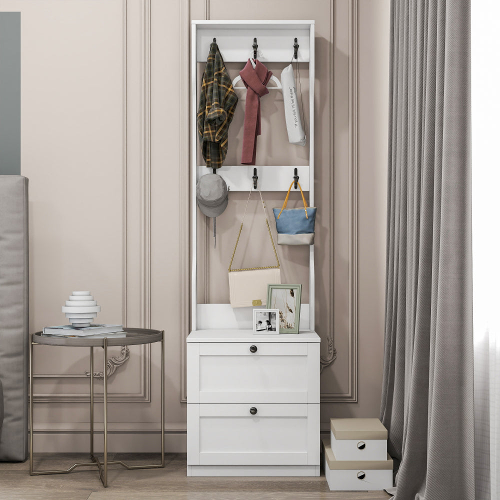 SunJet Night Stand with Bookshelf, Night Stand with 2 Storage Drawers for Bedroom