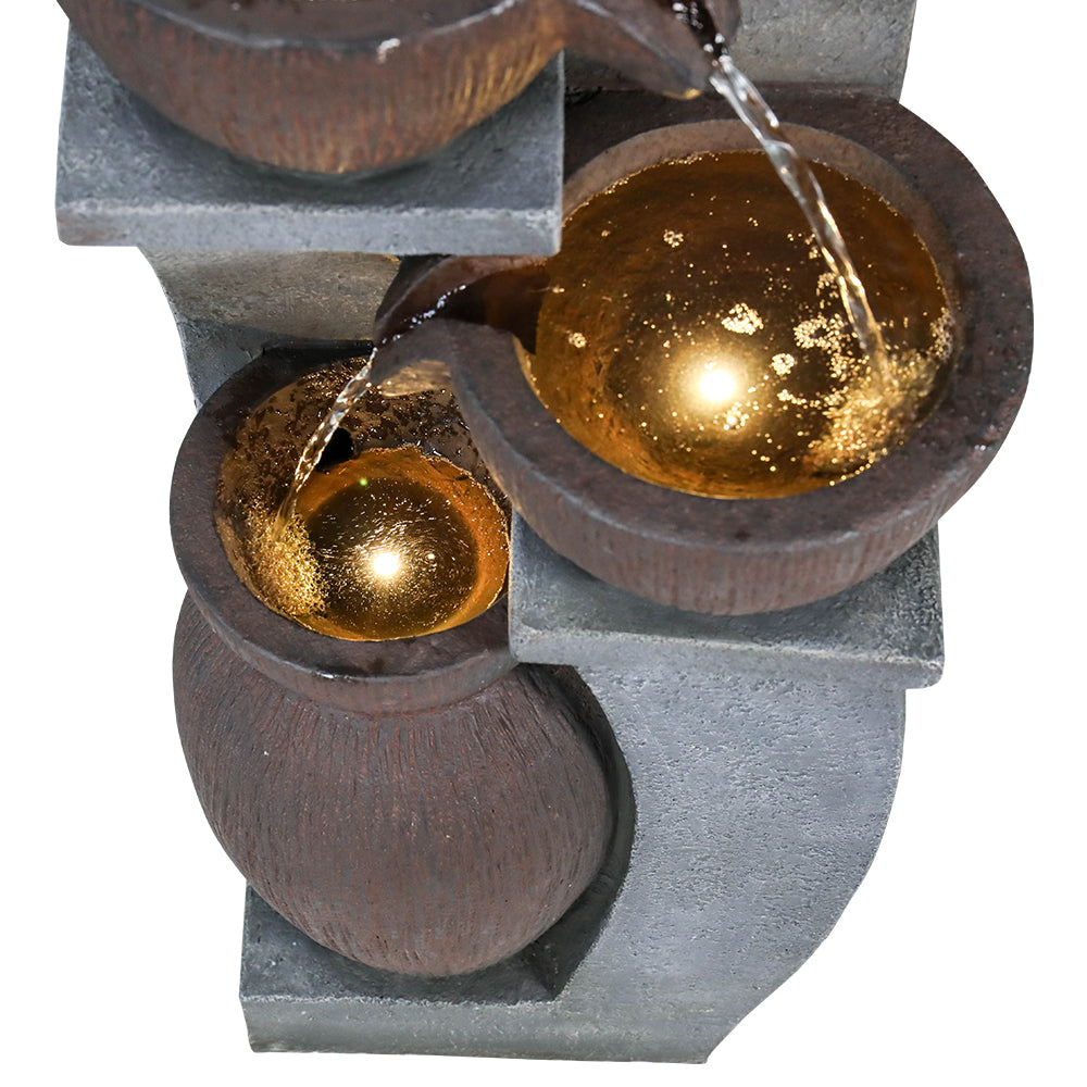 32,8"H Gartenbrunnen mit warmen LED-Lichtern
