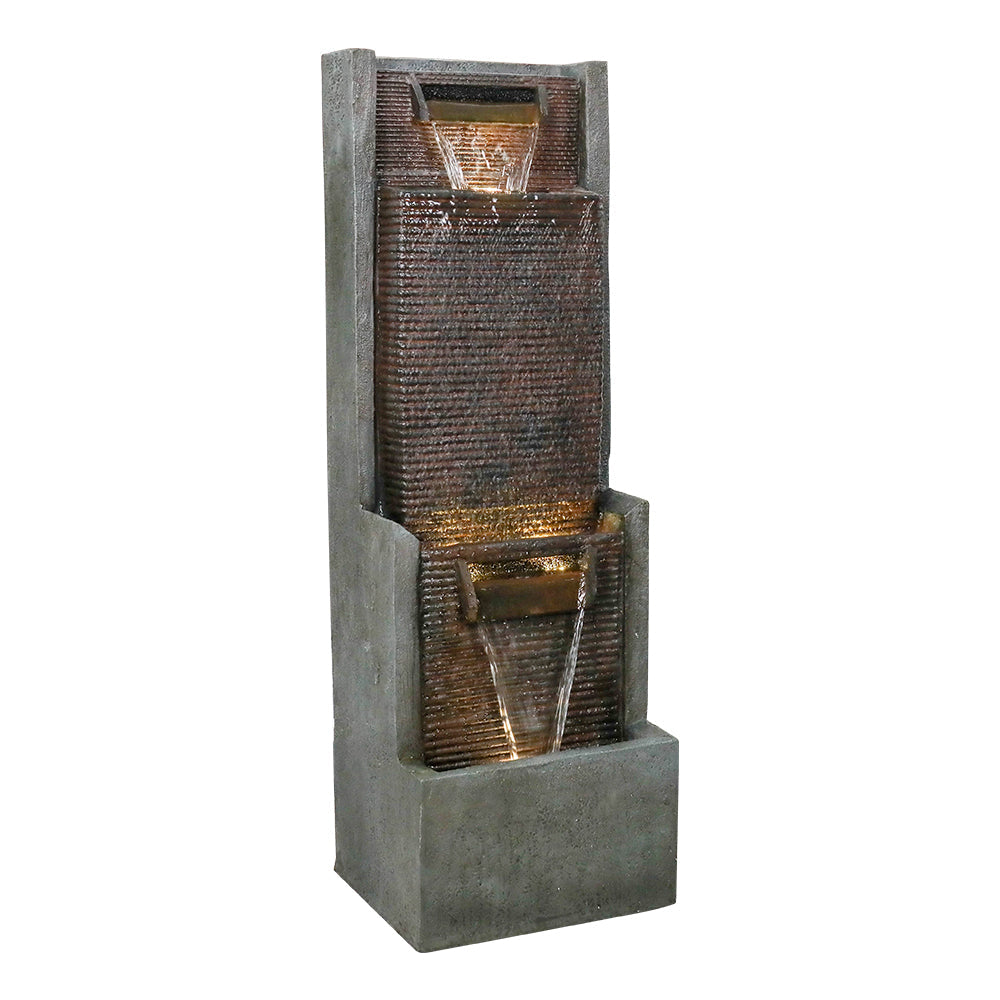 39,3"H - Moderner Gartenbrunnen mit LED-Beleuchtung