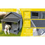Large dog house, long 44.2" x wide 44.6" x high 44.6" Solid wood asphalt roof dog house with large terrace for large dogs, weatherproof large dog house (improved),Small wooden doors that can be locked