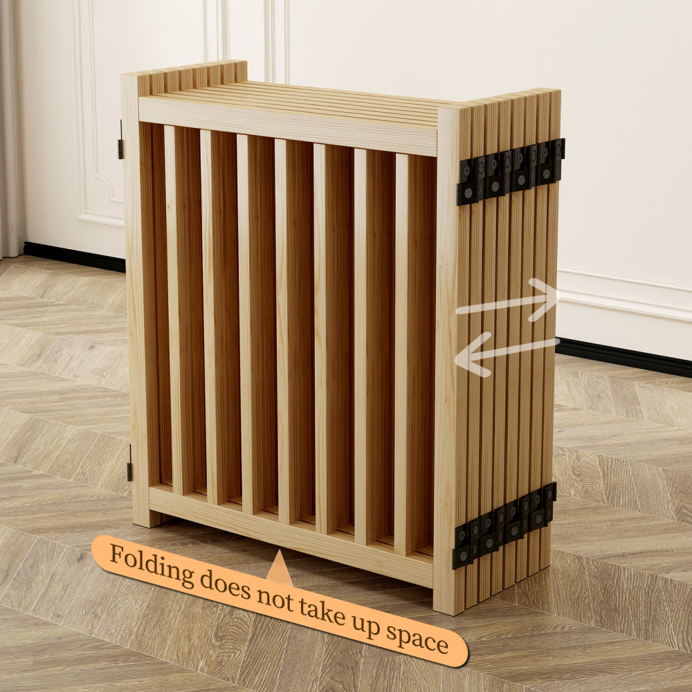 Wooden Freestanding Dog Gates for The House, Dog Gates for Doorways, Wood Stairs Fences Indoor Pet Gate, Step Over Fence-8 Panel 31"H