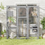 Outdoor Cat House, DIY Cat Enclosure, Cat Catio with Double Enter Doors, 62.8"L x 32.2"W x68.5"H Balcony Cat Playpen with Platforms and Two Condos for 1-3 Cats, Light Grey