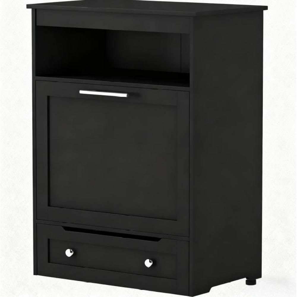 Pet Feeder Station Storage Cabinet, with Dog Raised Bowls, Black