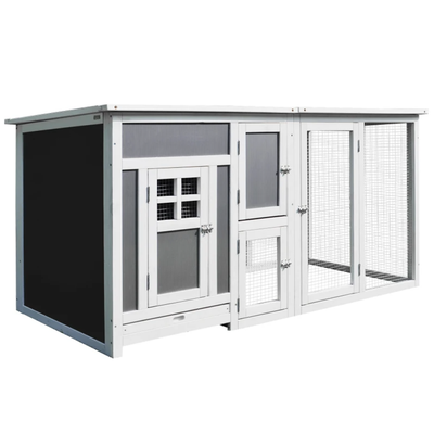 63" Pet  Wooden  Cage  Pen Backyard PC Roof ,with Run Box