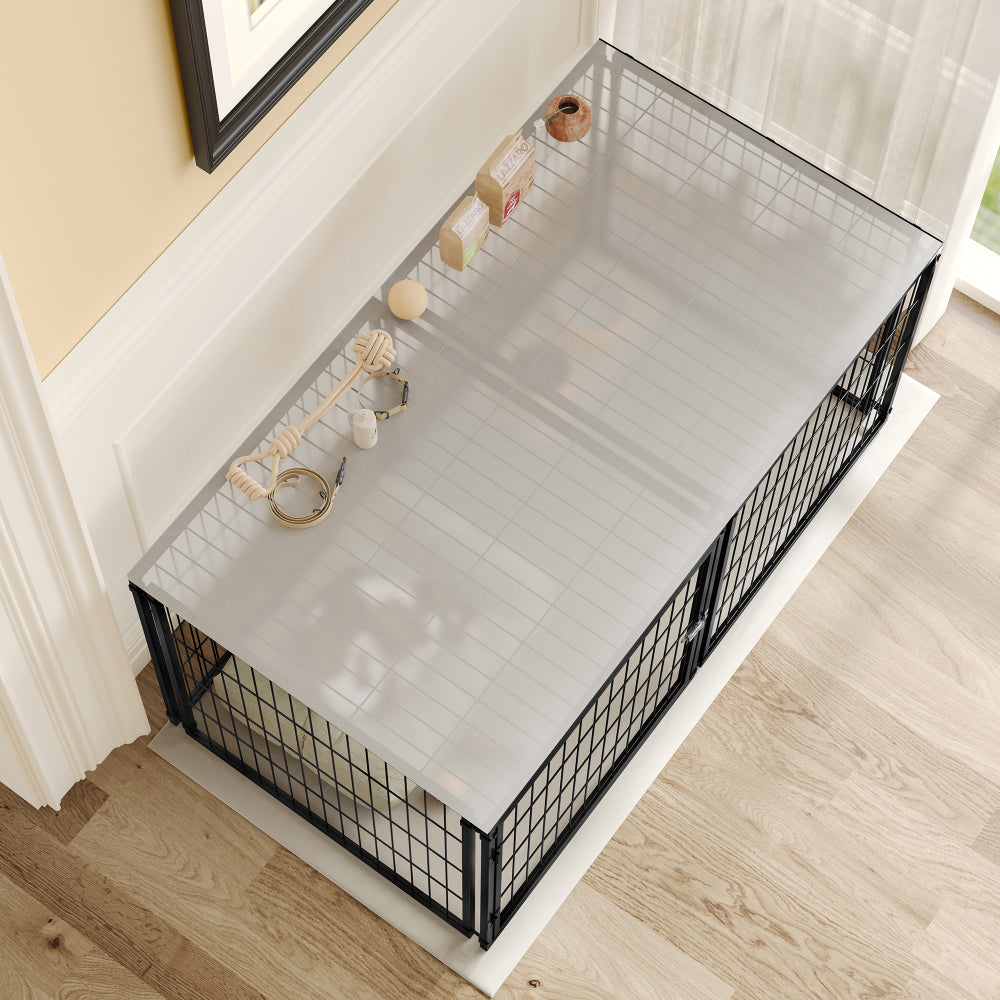 Large Dog Cage 48" Dog Kennel for Medium Dogs Puppy Dog Playpen with Top, Pet Cage, Indoor, Black.48"L x 26.3"W x 23.8"H.