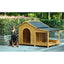 60.2" Large Wooden Dog House with Porch, Cabin Style Dog Crate with Asphalt Roof and Elevated Floor, Dog Kennel with Side Window and Doors, Perfect for Medium & Large Dogs, Nature