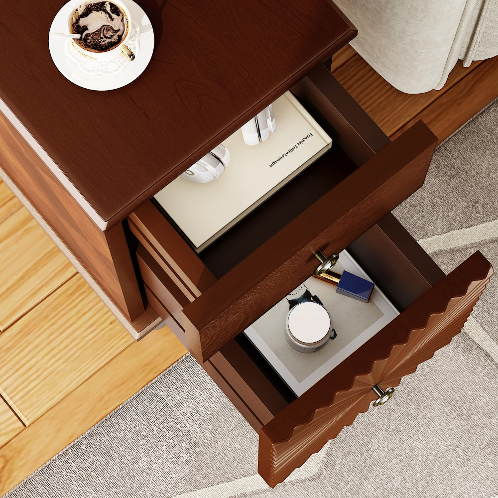 SunJet 2 Drawer Modern Sofa Side Table, Narrow Side Table, Slim Nightstand for Living Room, Bedroom(Expect Arrival Date 2025/4/16)