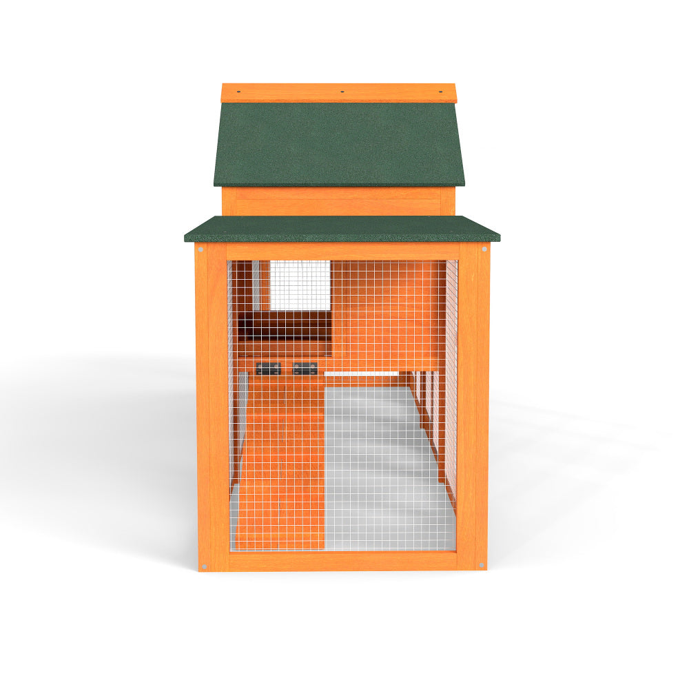 Large Rabbit Hutch with Rest Area, 2 Play Areas, 2 Handles, 2 Ramps, Removable Tray and Waterproof Roof