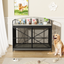 GO 42.8" Heavy Duty Large Dog Crate Furniture for Large Medium Dog, Farmhouse Wooden Dog Kennel Indoor End Table, Decorative Pet House for Large Dogs, Gray