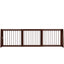 PawHut Freestanding Pet Gate, Wooden Dog Gate with 28"-75" Retractable Length, Support Feet, Non-Slip Mats, 3 Panel Pet Gate for Indoor, Stairway, Doorway, Brown