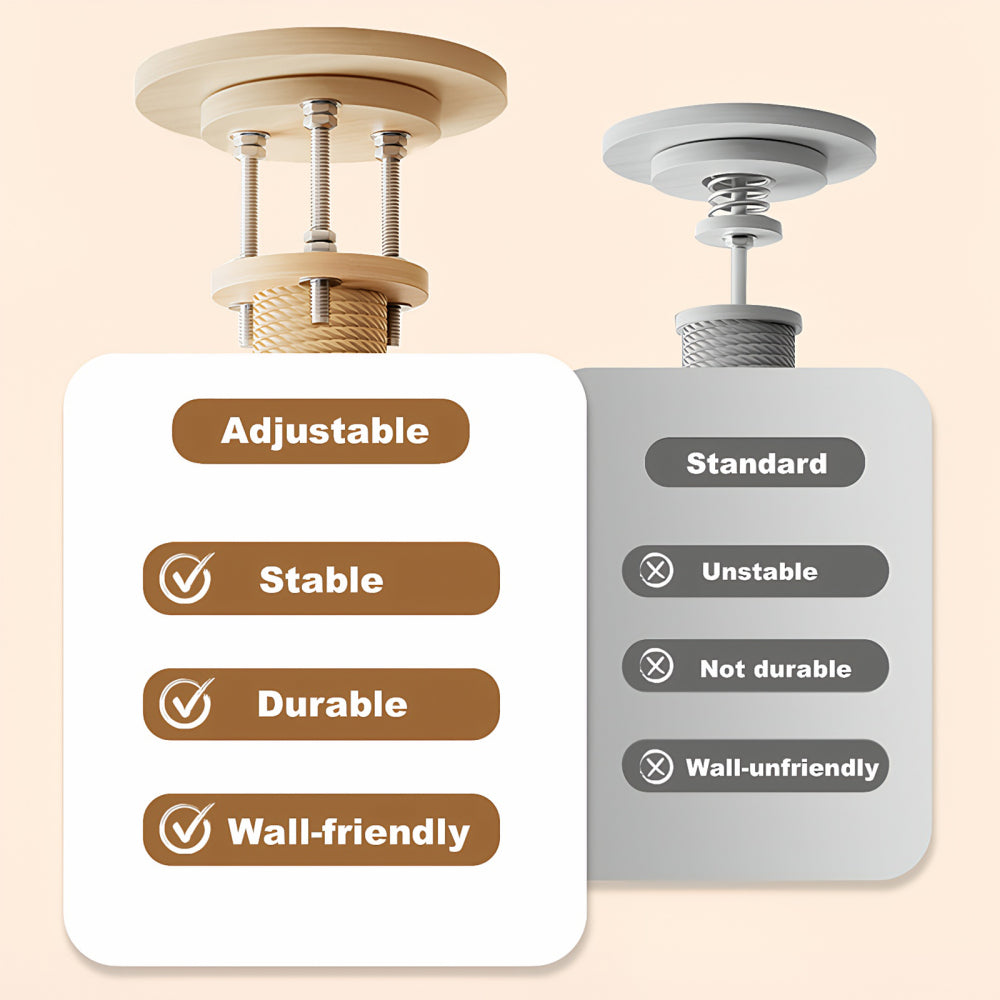 Floor to Ceiling Cat Tree, Cat Tower with Scratching Post, Adjustable Height(98-110 Inch), Large Wood Condo Cave Bed and Hammock, Modern Cat Activity Tree
