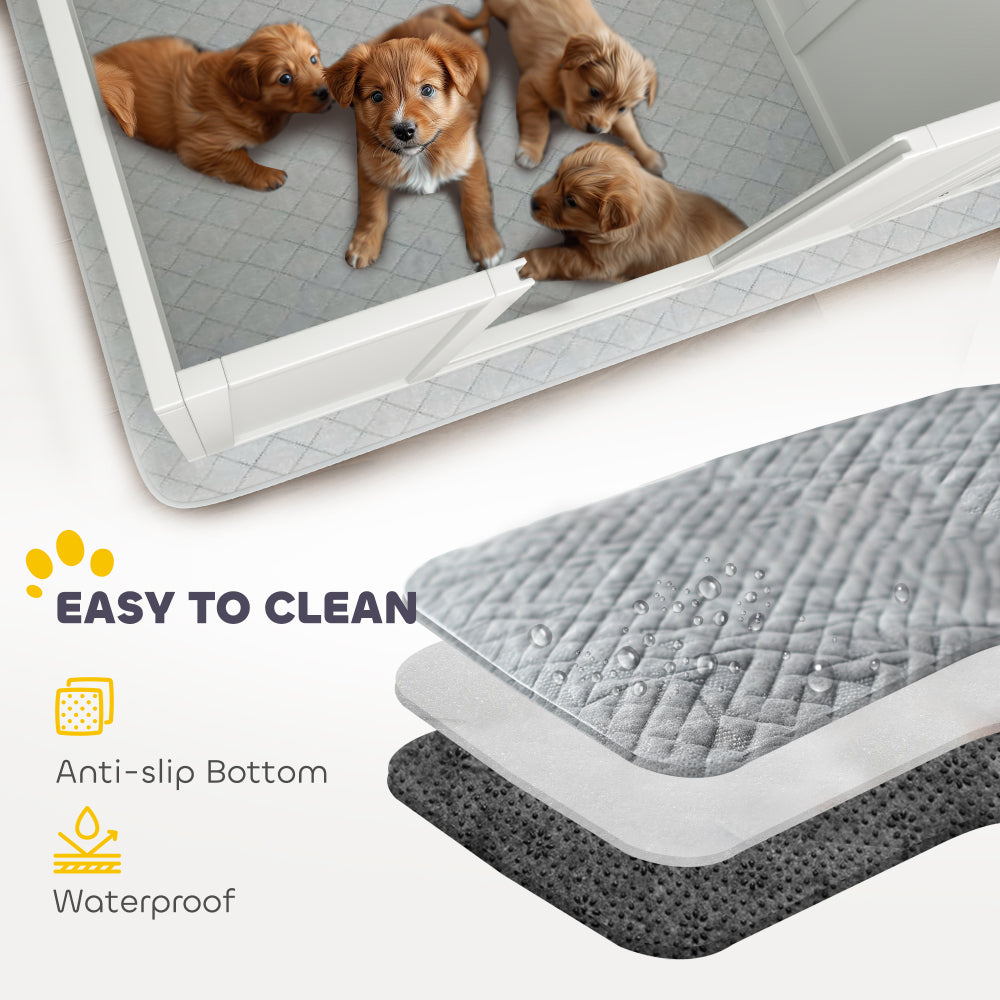 PawHut Whelping Box for Dogs, Newborn Puppy Supplies with Retractable Light Stand, Waterproof Pee Pad, Adjustable Height Door for Small and Medium Breed Dogs, 77" x 38"