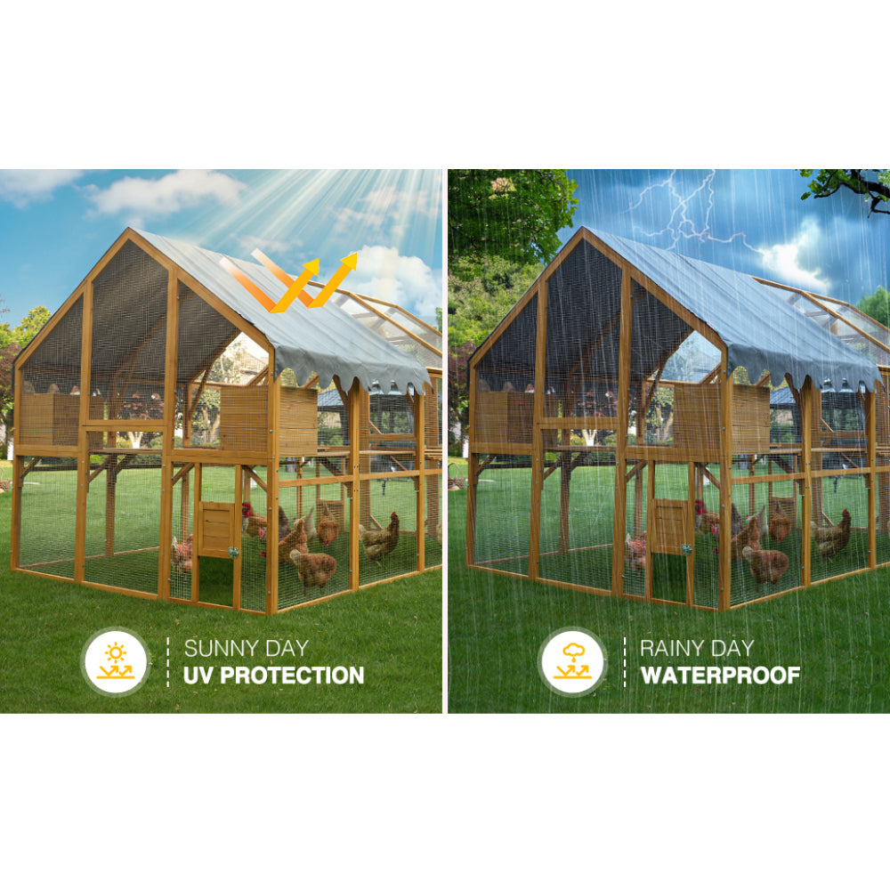 Outdoor Yellow Chicken Coop Enclosures 110" Large Kitten Playpen,Upgrade Waterproof Cover