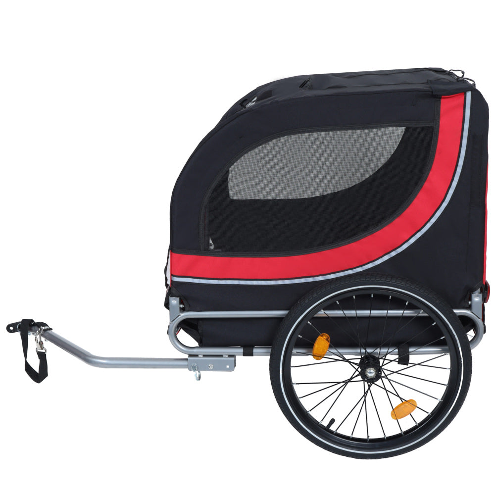 Large Folding Bike Trailer for Dogs – 66LB Capacity All-Terrain Pet Carrier, Durable Steel Frame for Cycling, Jogging, Camping & Outdoor Adventures, Black- Red