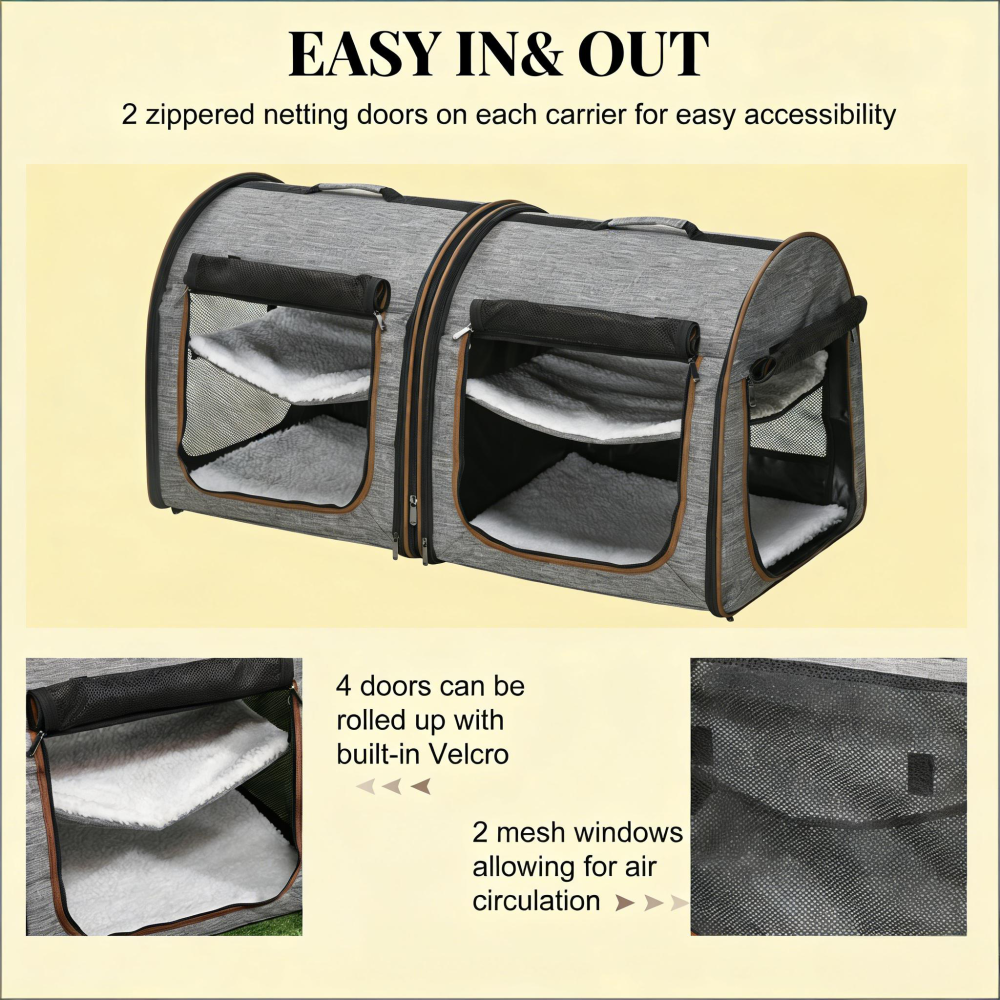 Travel Pet Crate,Portable Soft-Sided Cat Carrier Bag