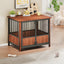 31.5'' Walnut Fluted Wood Furniture Style Dog Crate for small & Medium Dogs - Double Door Design, Decorative Pet House & Indoor Side End Table.