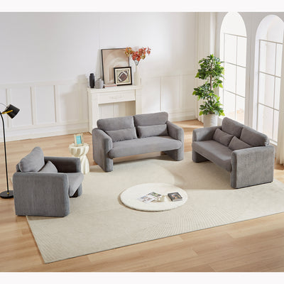 Two 60'Corduroy Fabric  Sofa with 33' Single Sofa, Modern  Sofa with Support Pillow, for Apartment, Office, Living Room & Bedroom